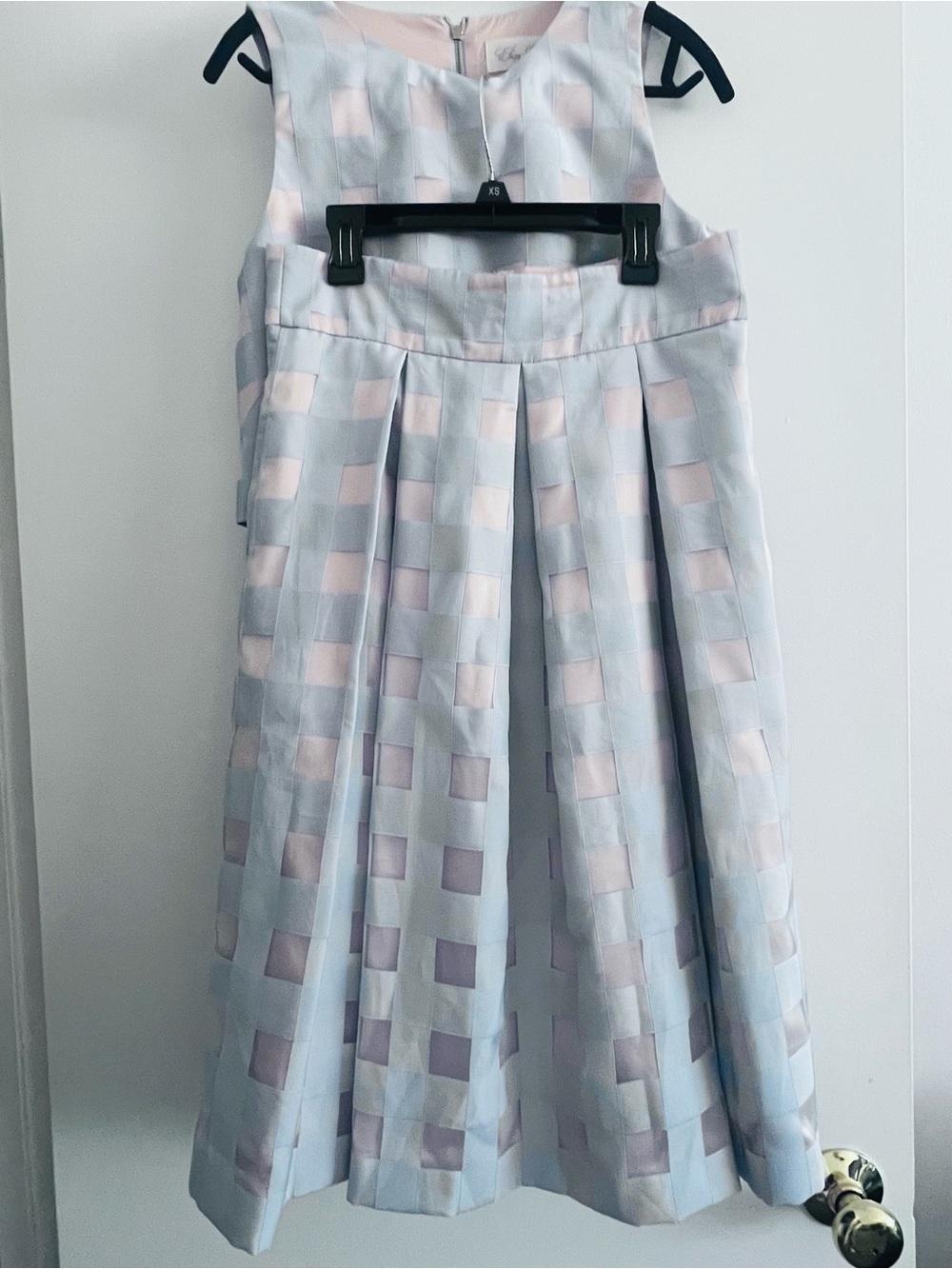 Eliza J Pale Blue Midi Skirt with Square Cutout Overlay - Picture 4 of 5